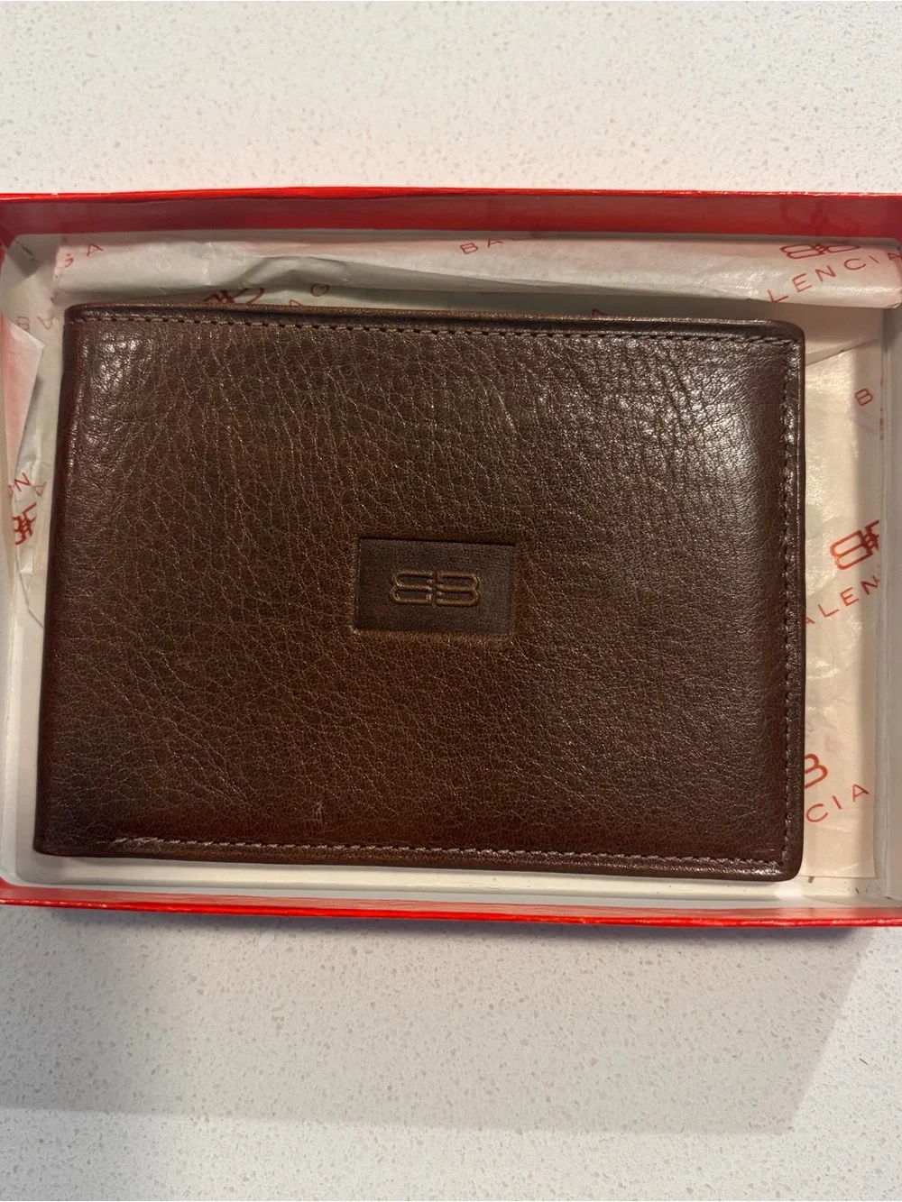 Balenciaga Brown Pebbled Leather Card & Key Holder